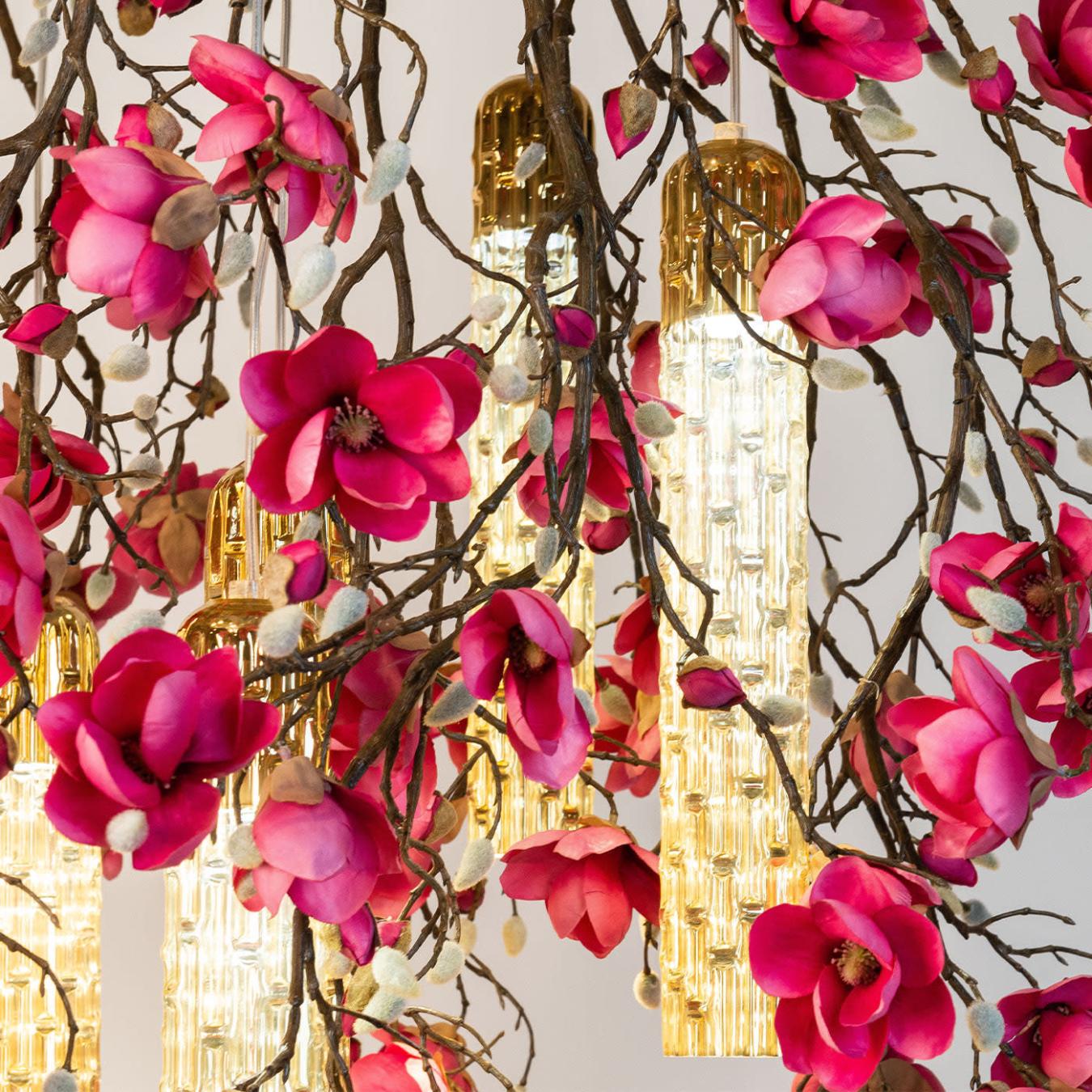 Magnolia Pink Gold Chandelier