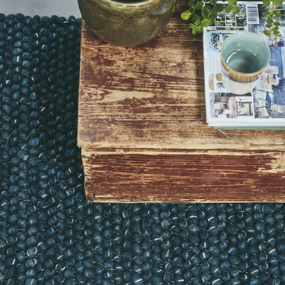 Handwoven Navy Wool / Jute Rug