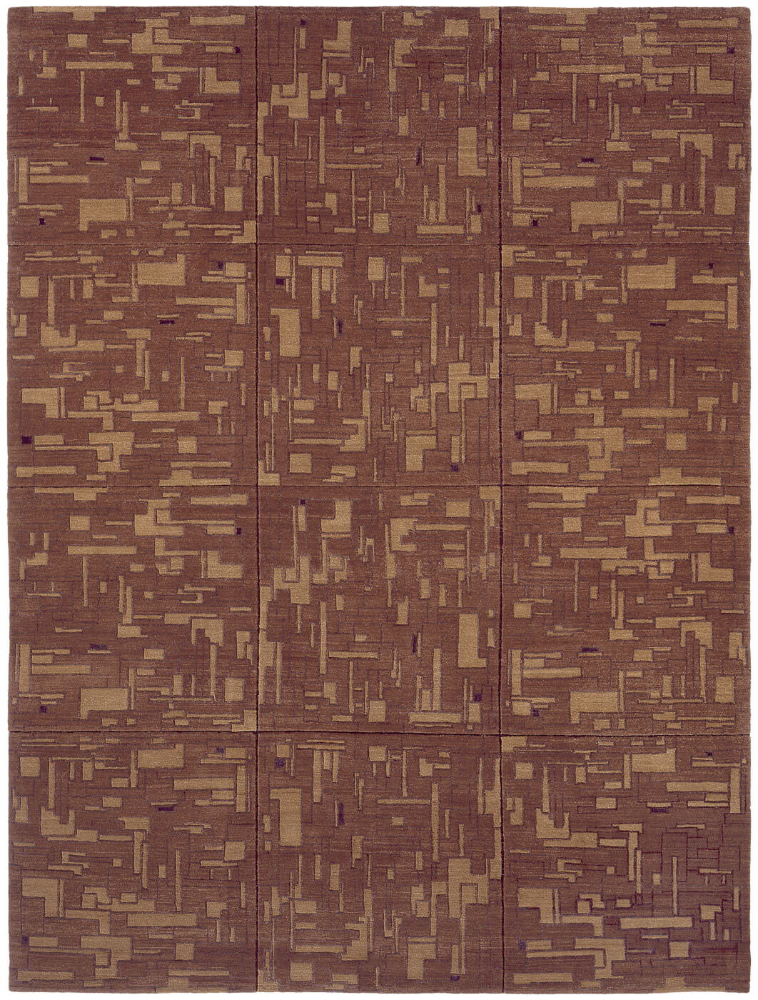 Hand-Knotted Map Brown Rug