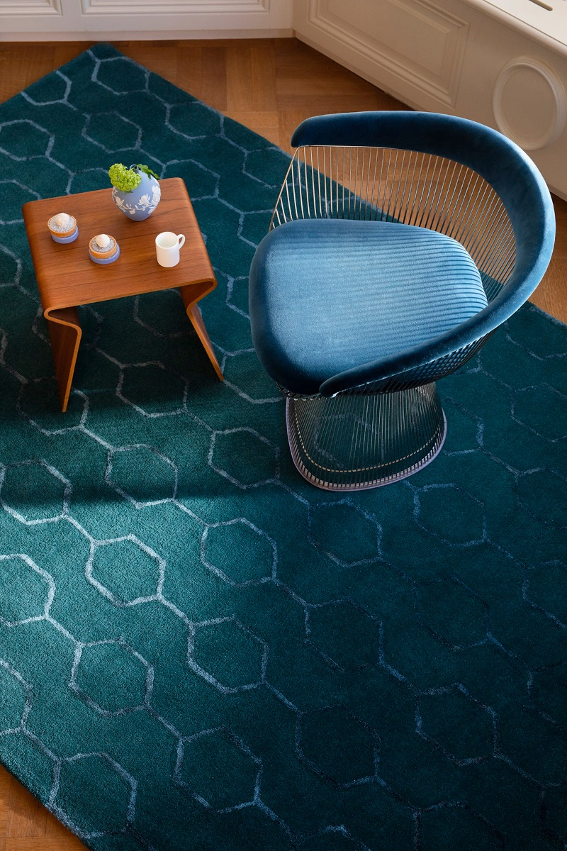 Geometric Teal Rug