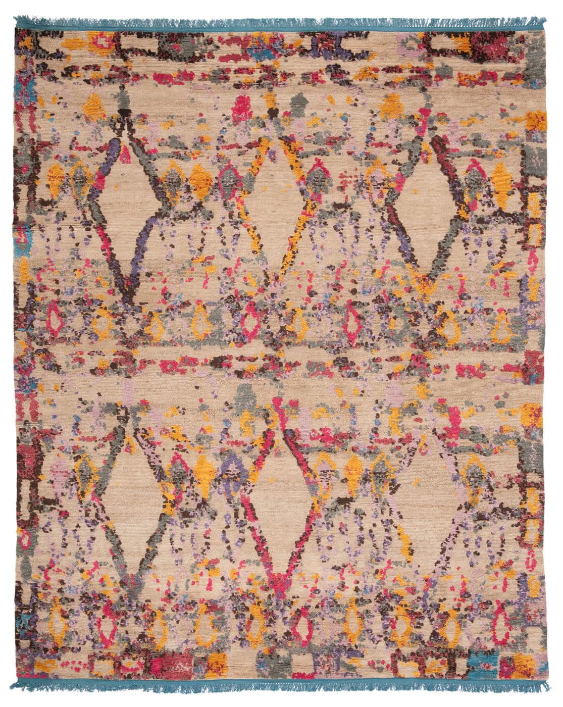 Hand-knotted Wool & Silk Multicolour Rug