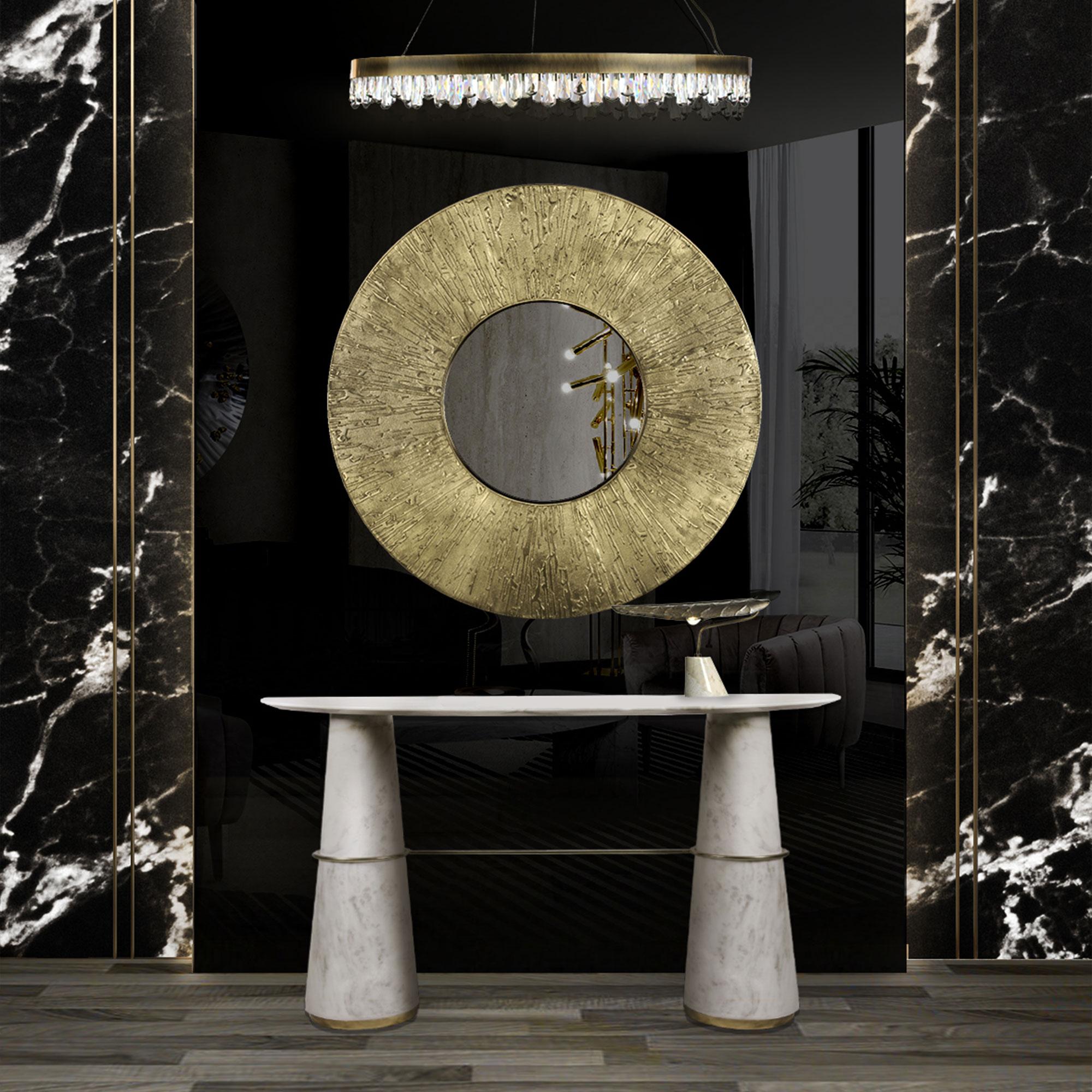 Round Brass Accent Mirror