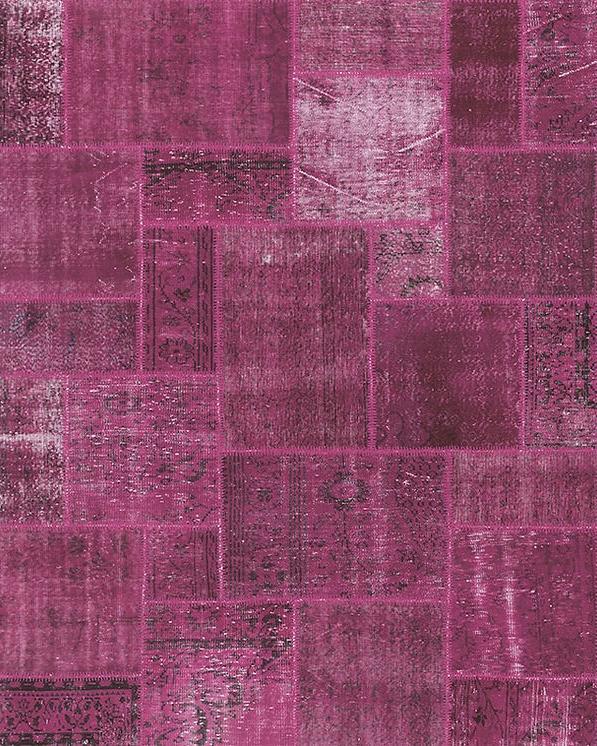 Fuchsia Patchwork Handmade Rug