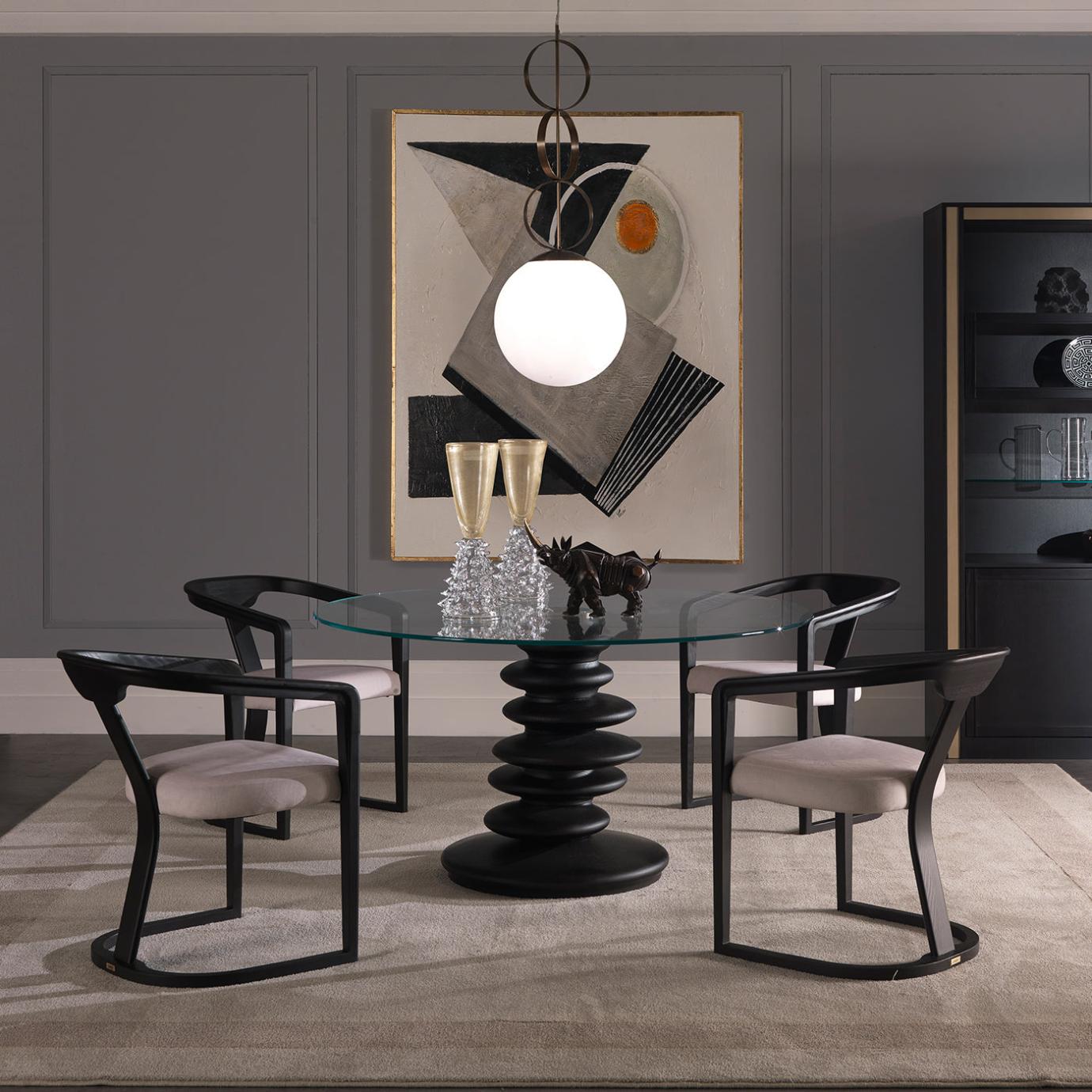 Ometto Round Glass Top Dining Table