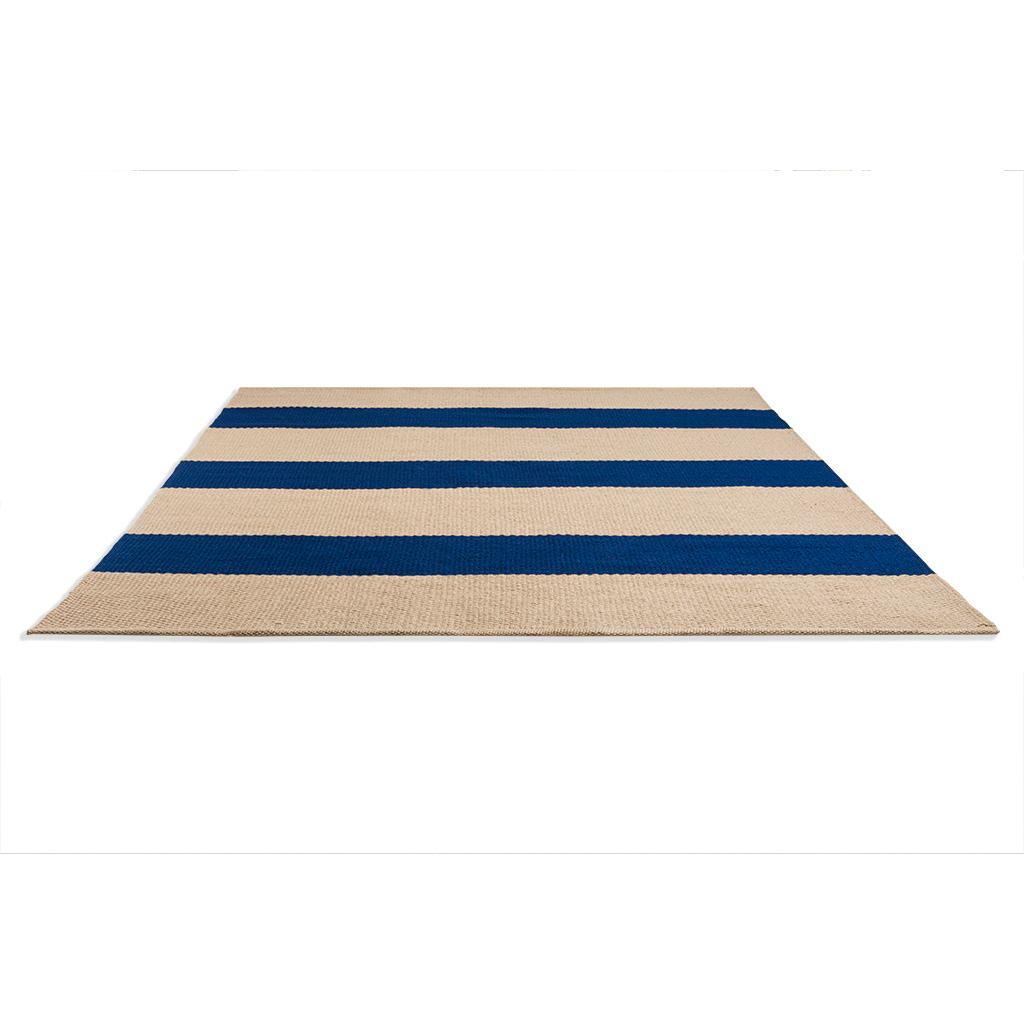 Blue/Beige Striped Outdoor Rug ☞ Size: 6' 7" x 9' 2" (200 x 280 cm)