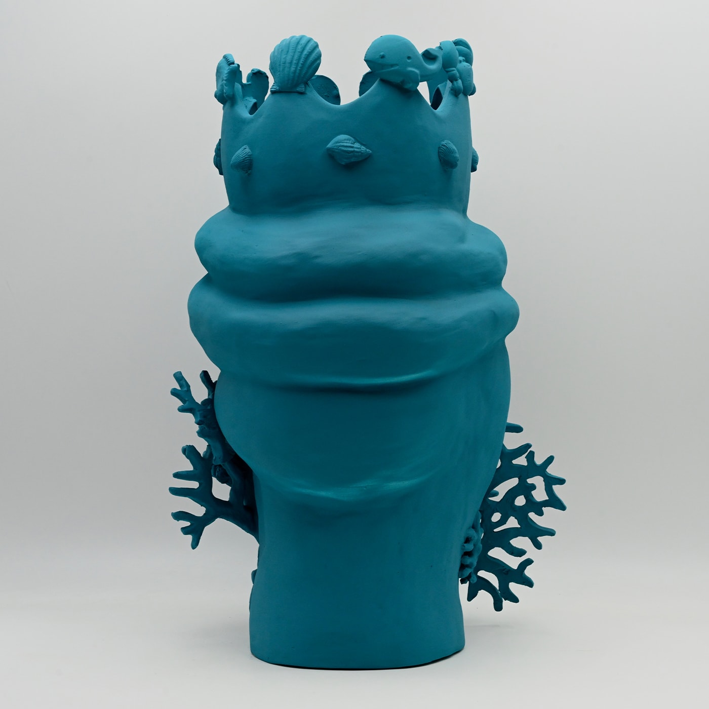 Moor's Head Teal Handmade Sculpture