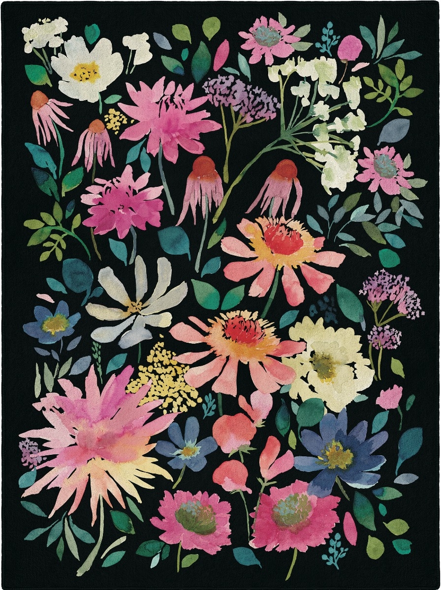Floral Dark Multi Power-Loom Rug ☞ Size: 170 x 230 cm
