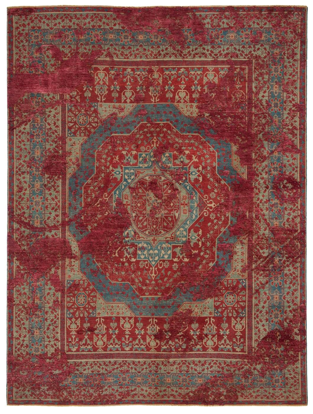 Red Hand Knotted Wool & Silk Rug | Size: 6' 7