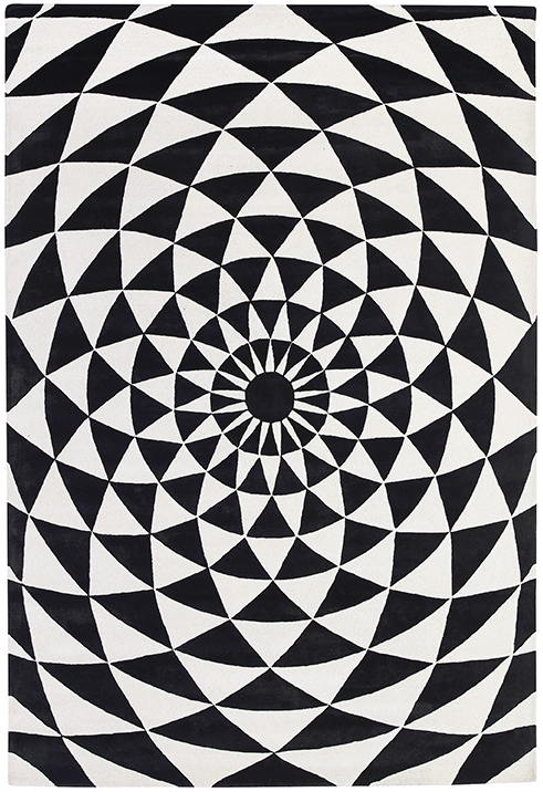 Black & White Round Hand-Woven Rug