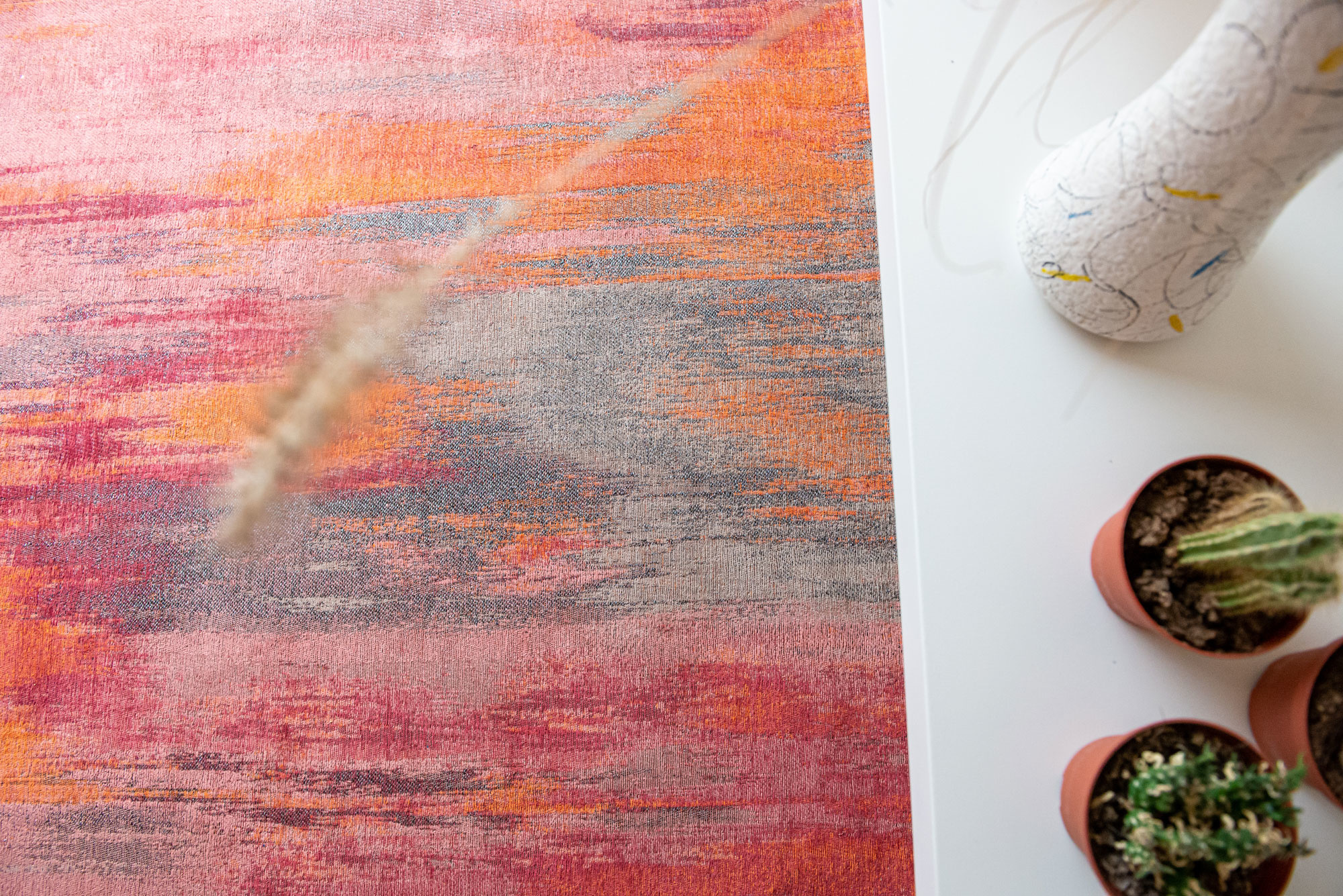 Abstract Red Belgian Rug