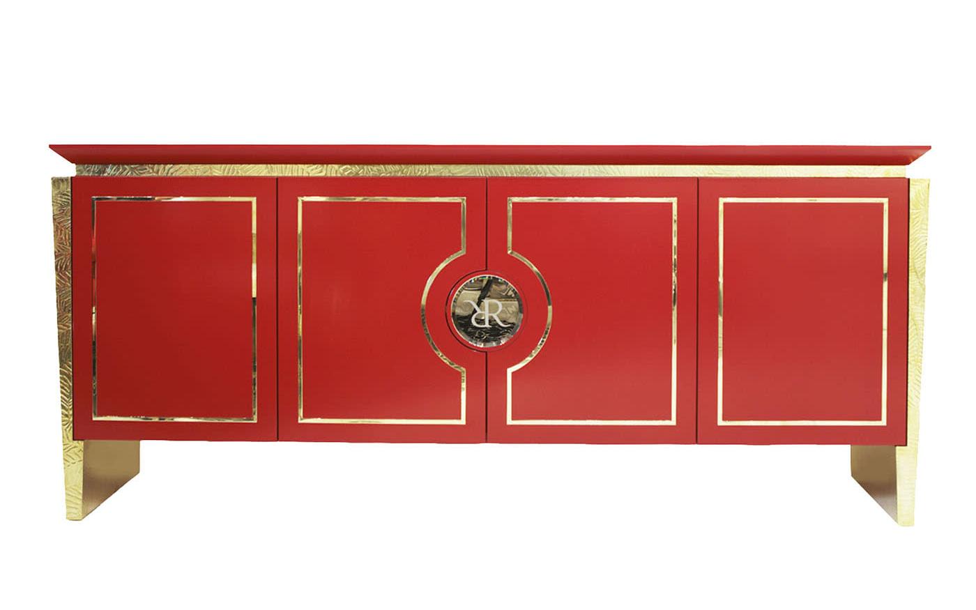 Sideboard with Four Doors in Coral