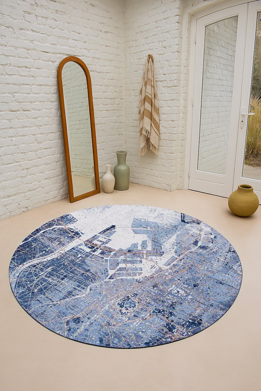 Conductive Blue Round Rug