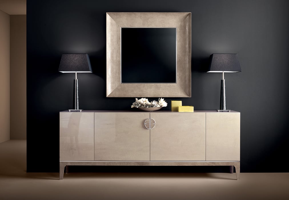 Chrome Leather Table Lamp