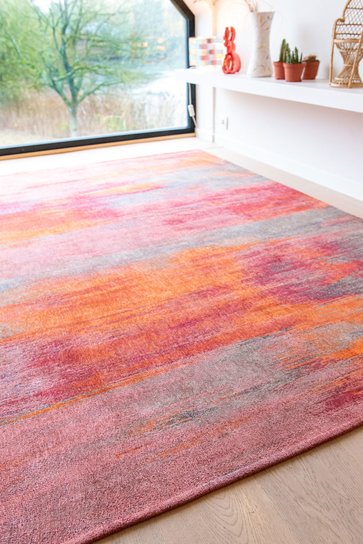 Abstract Red Belgian Rug