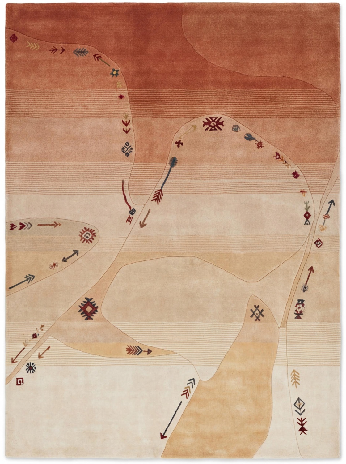 Abstract Path Terracotta Handcrafted Rug