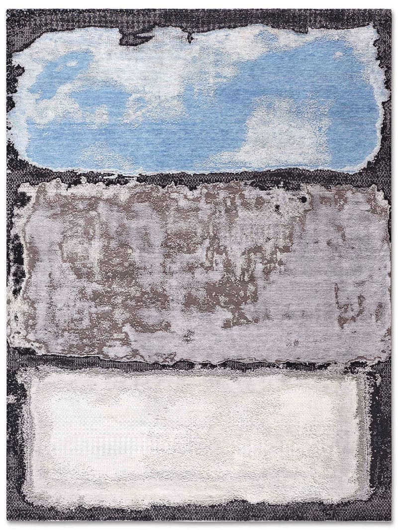 Light Blue Silver Luxury Handmade Rug