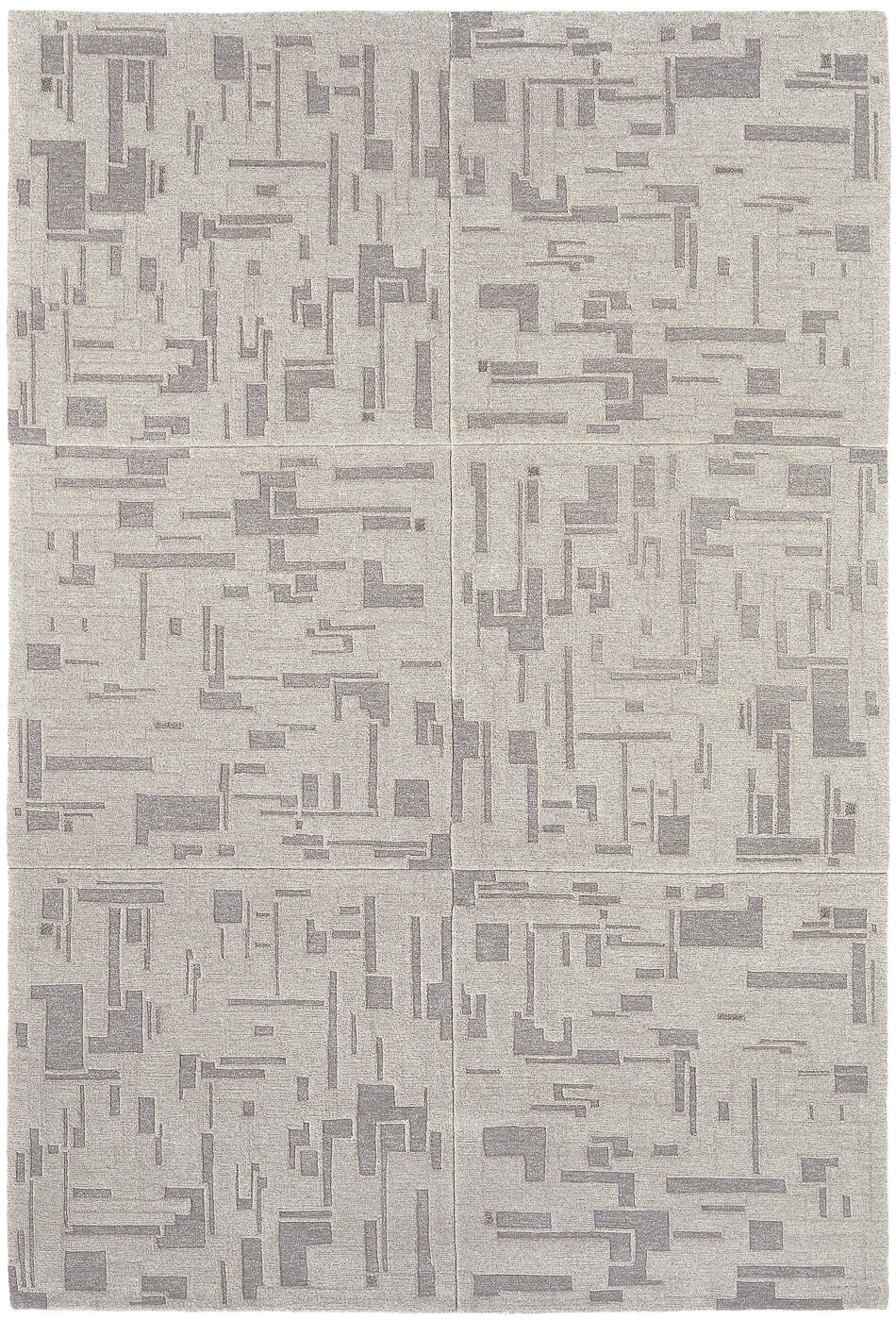 Hand-Knotted Map Grey Rug