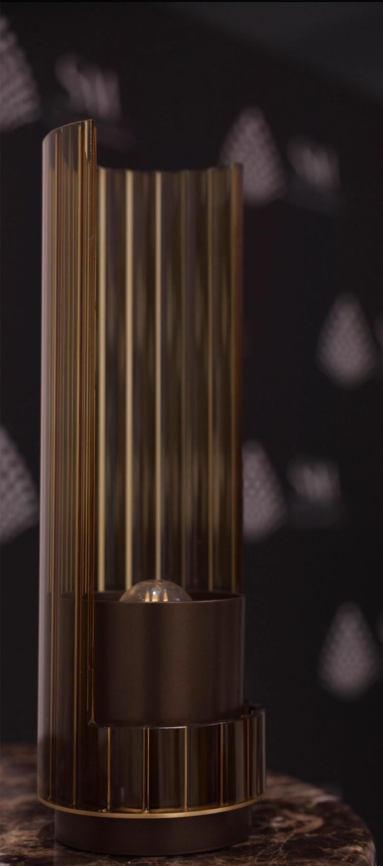 Bon Ton Amber Glass Table Lamp