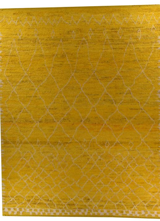 Berber Handwoven Yellow High Pile Rug