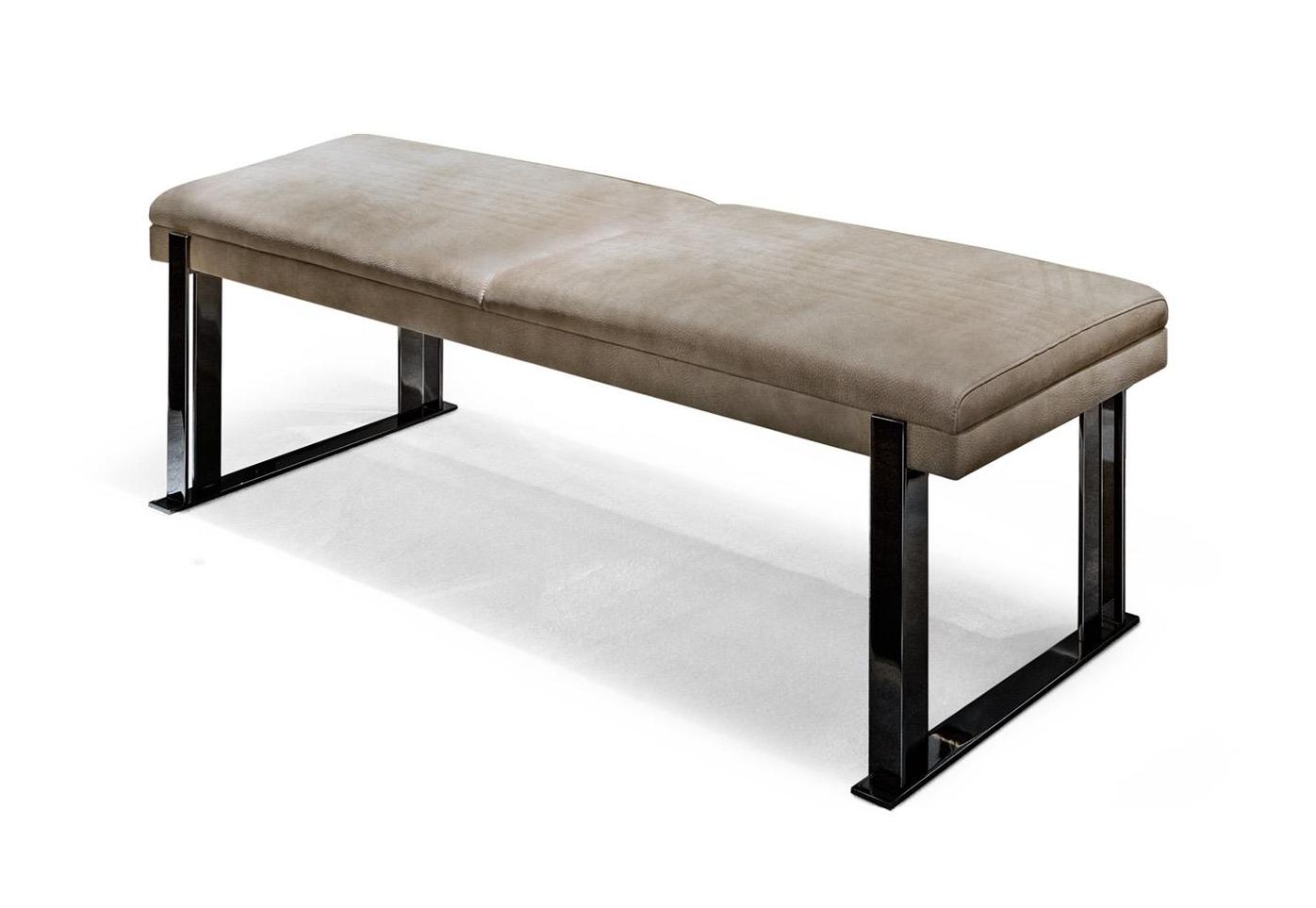 Leather Bench with Metal Legs