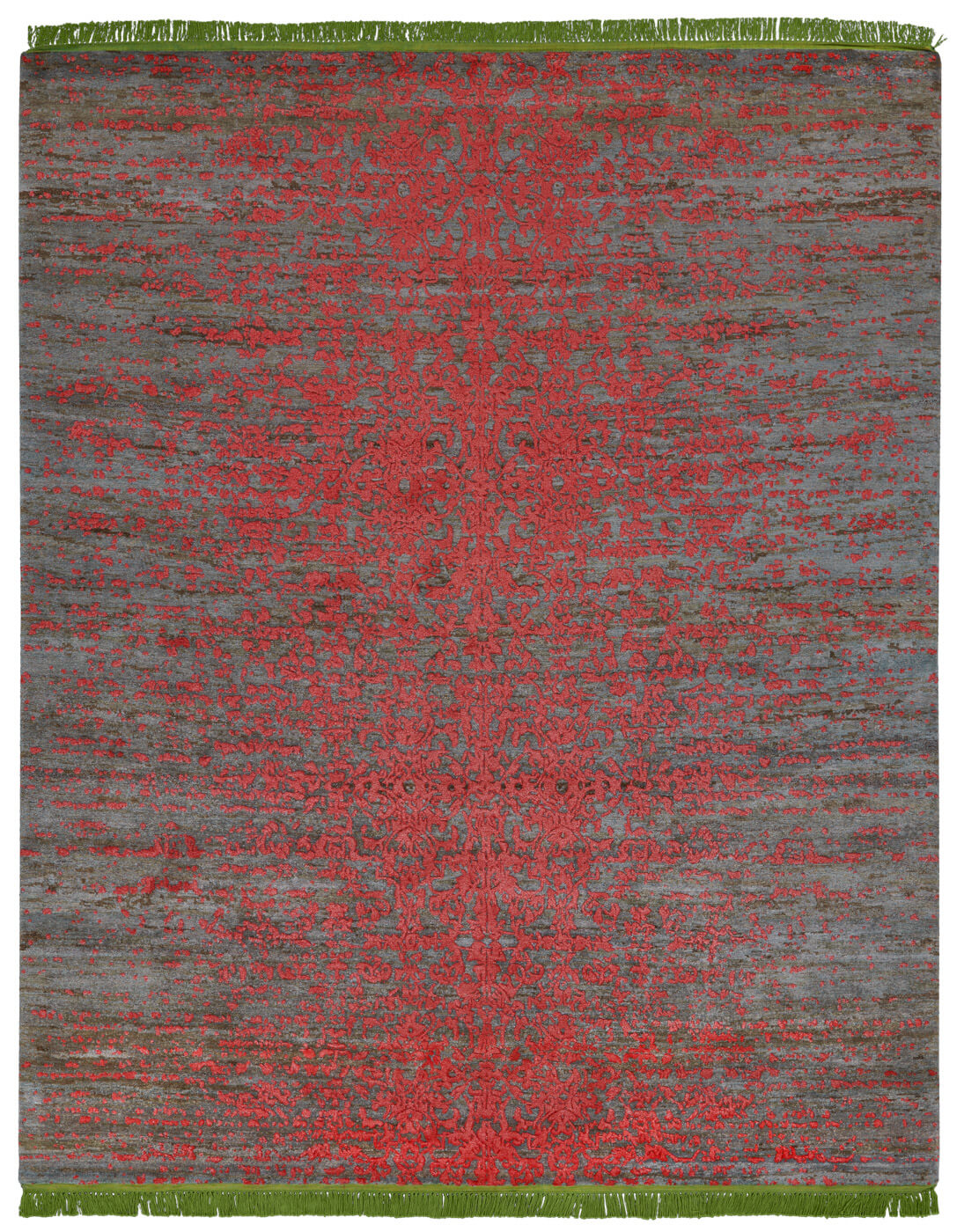 Hand-Knotted Vintage Style Red / Green Rug