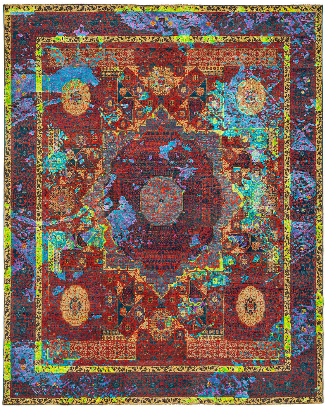 Multicolour Hand Knotted Wool & Silk Rug