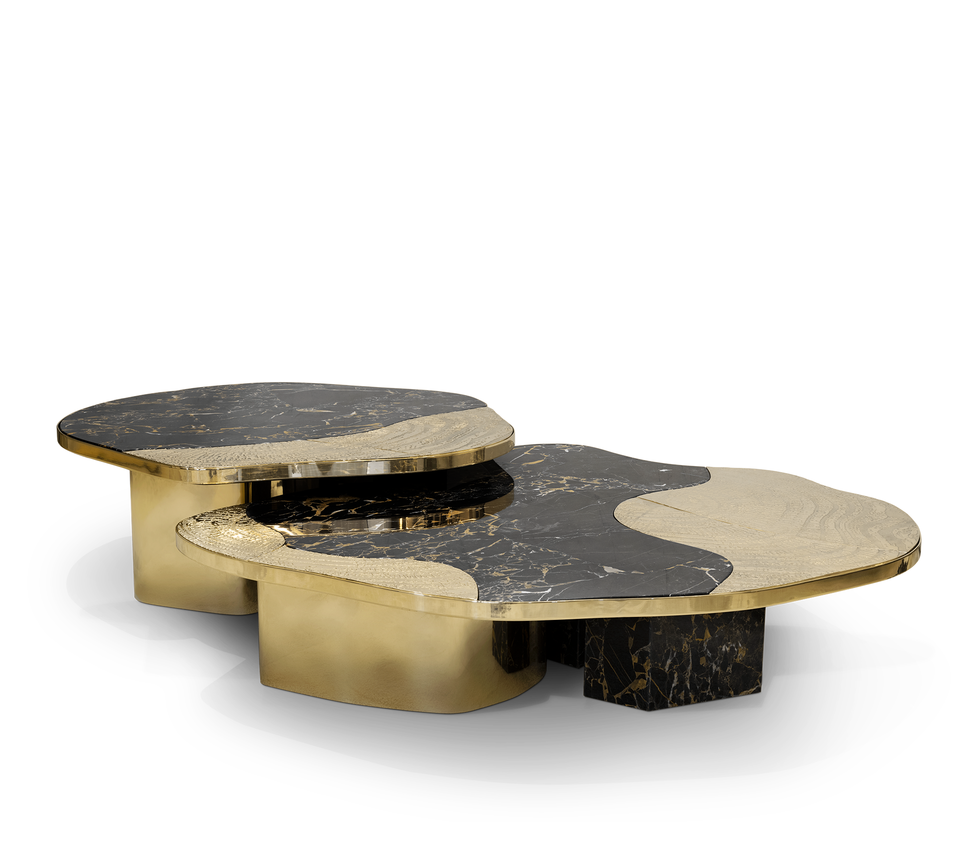 Athena Portoro Marble & Gold Table Set