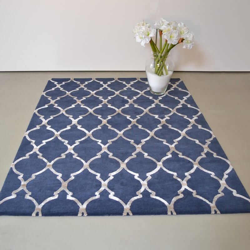 Empire Trellis Indigo Handwoven Rug