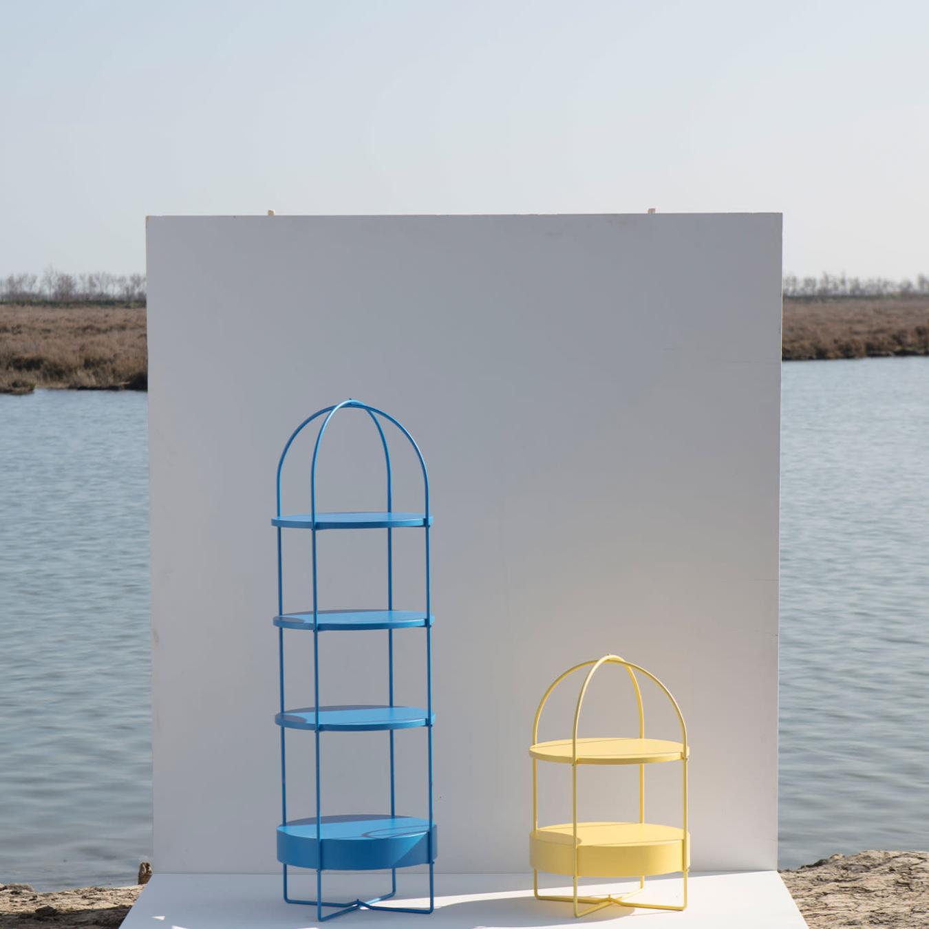 Blue Lacquered Bookcase