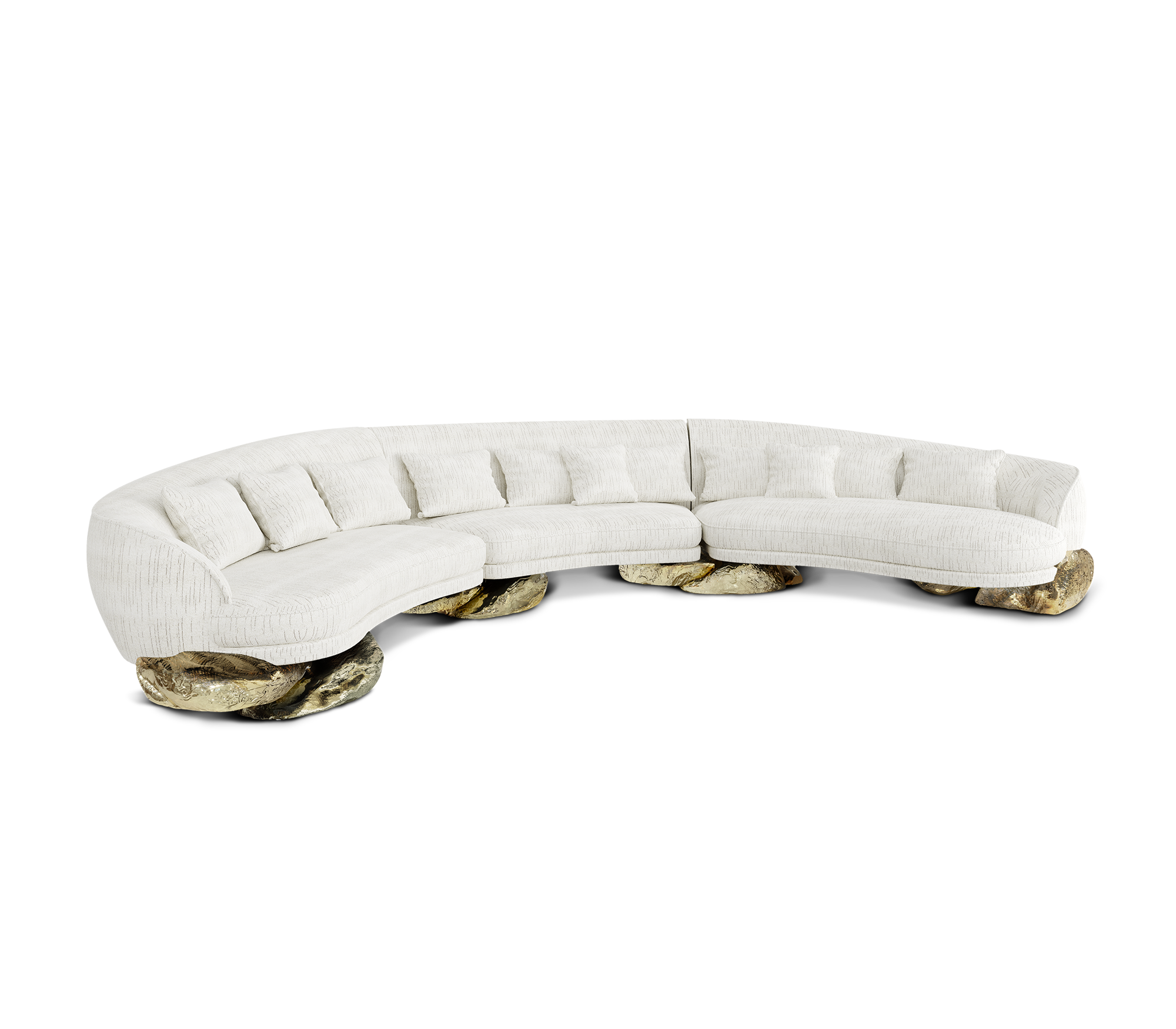 Angora White Curved Sofa