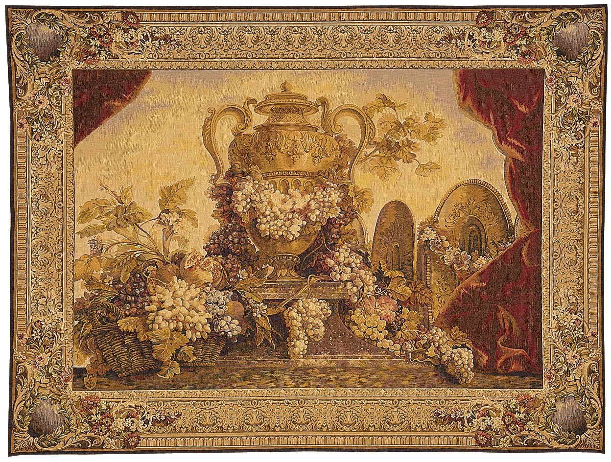 Vase and Grapes Artwork Tapestry