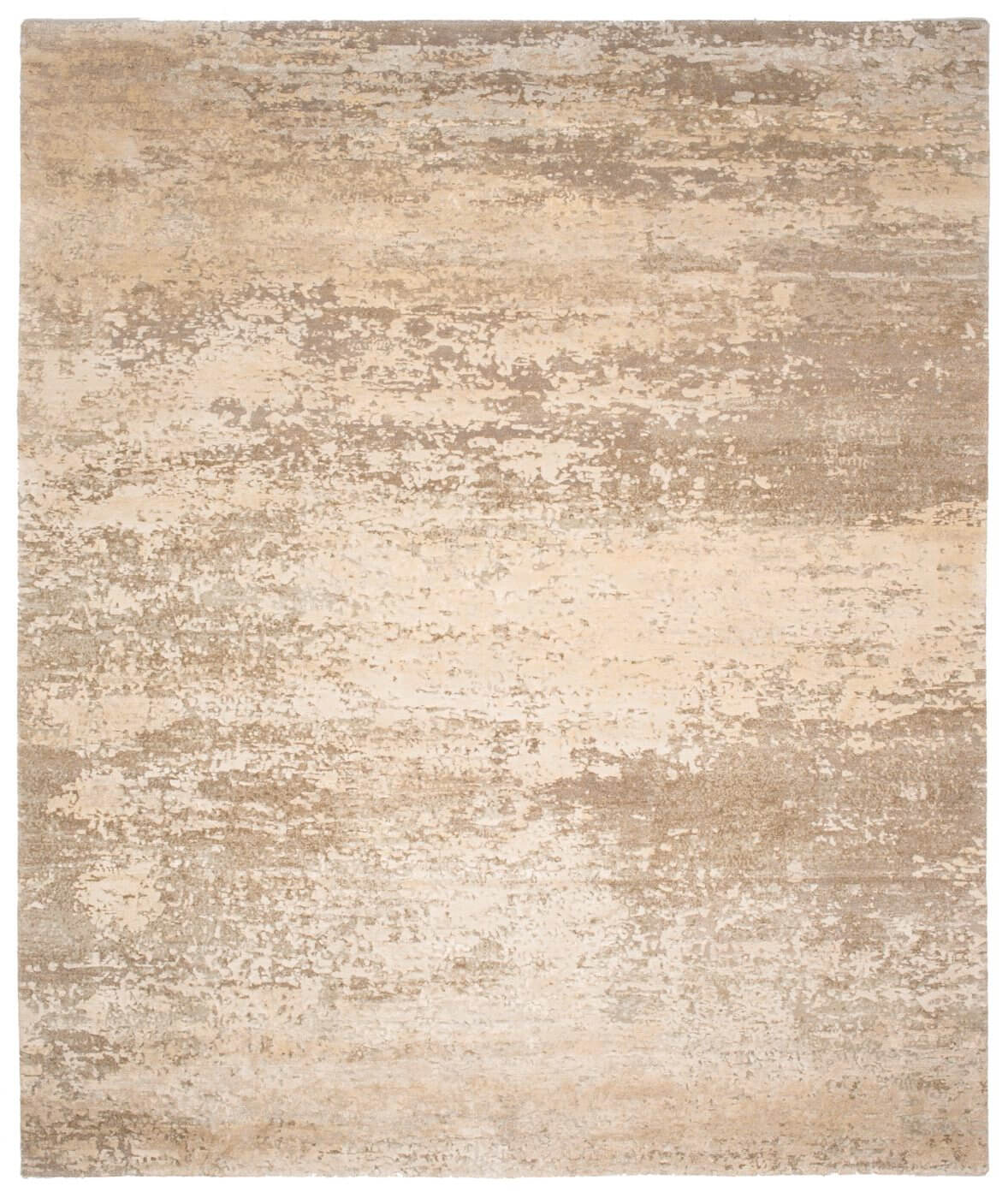 Hand-Knotted Artwork Wool & Silk Beige Rug