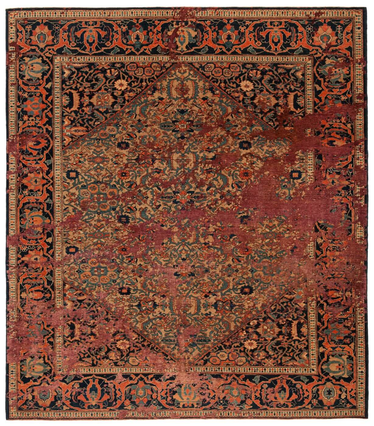 Brown Hand Knotted Wool & Silk Rug