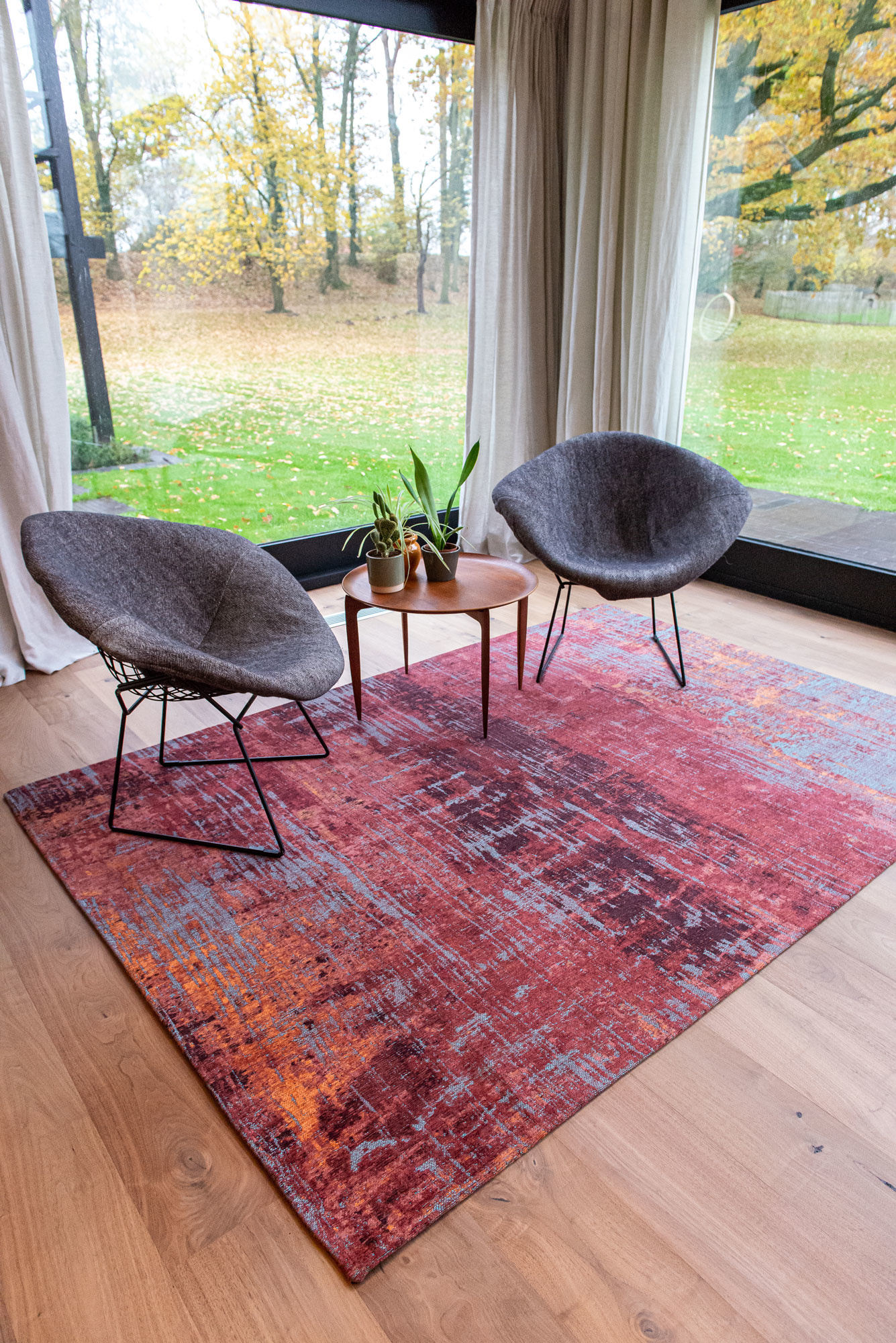 Abstract Flatwoven Red Rug