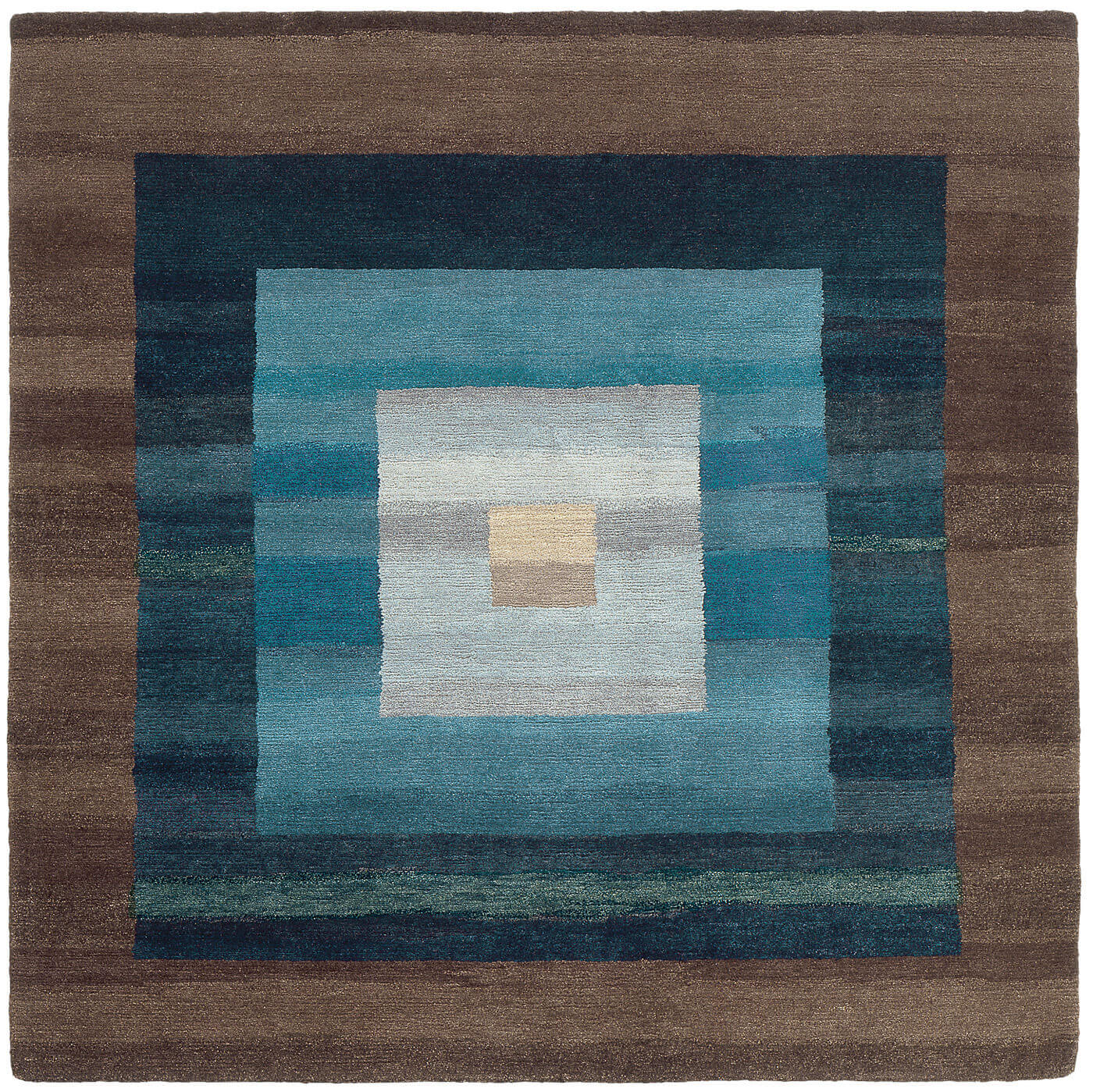 Hand-Woven Border Blue Rug