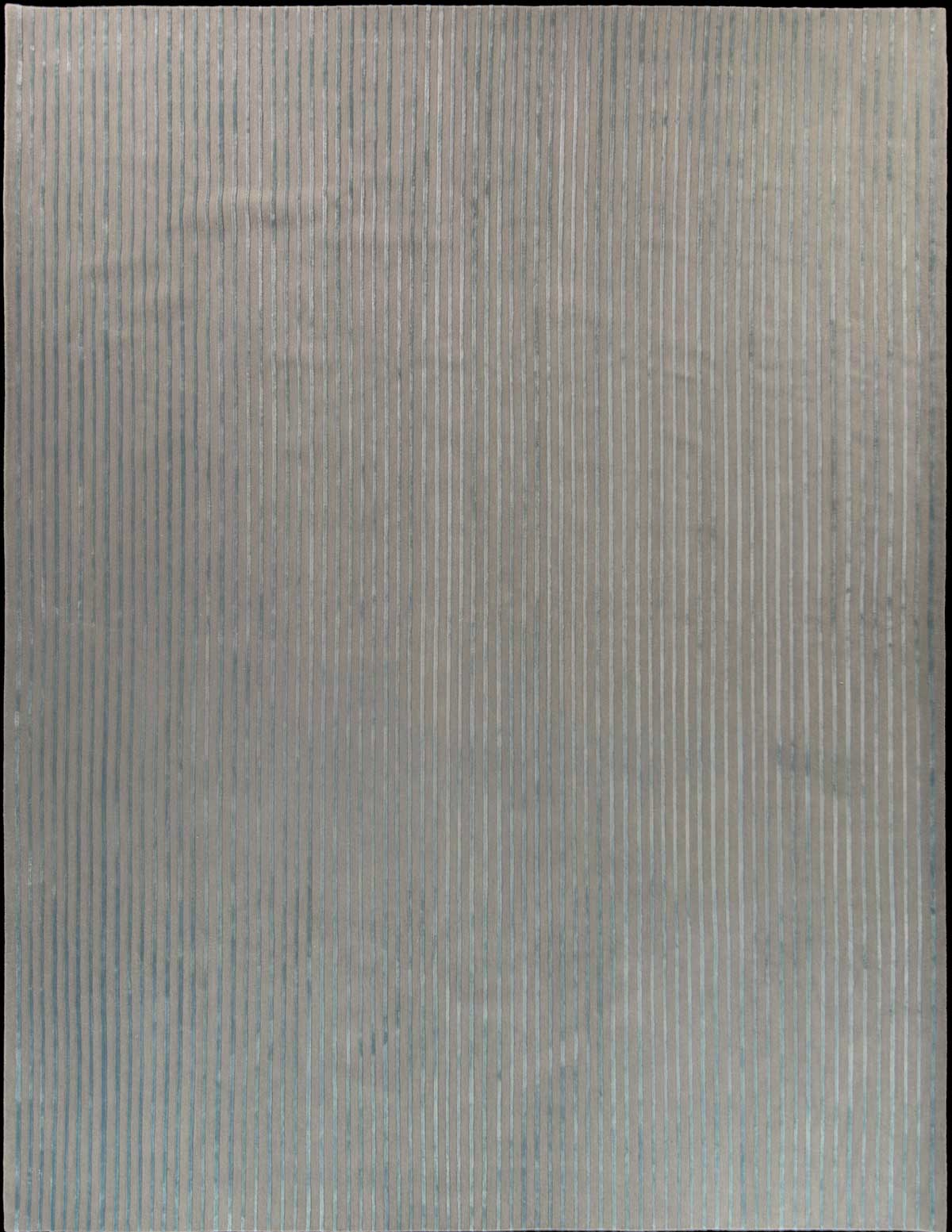 Noona Powder Blue Grey Striped Handknotted Rug