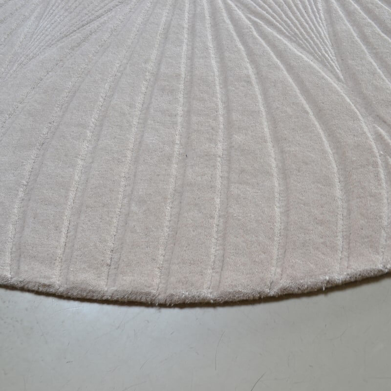 Beige Wool Embossed Circle Rug