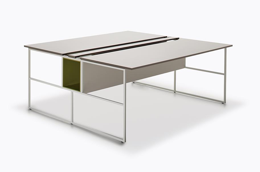 Venti Office Italian Two-User Workstation | Structure: Matt Painted White X053 | Tabletop: Fenix Matt Black X022 | Dimensions: Width 160 cm