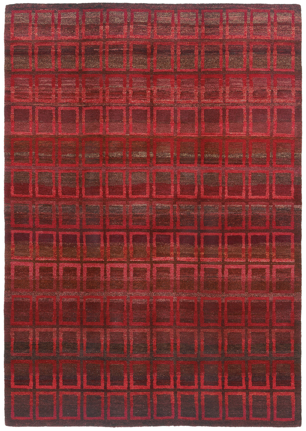 Hand-Knotted Wool Red Rug
