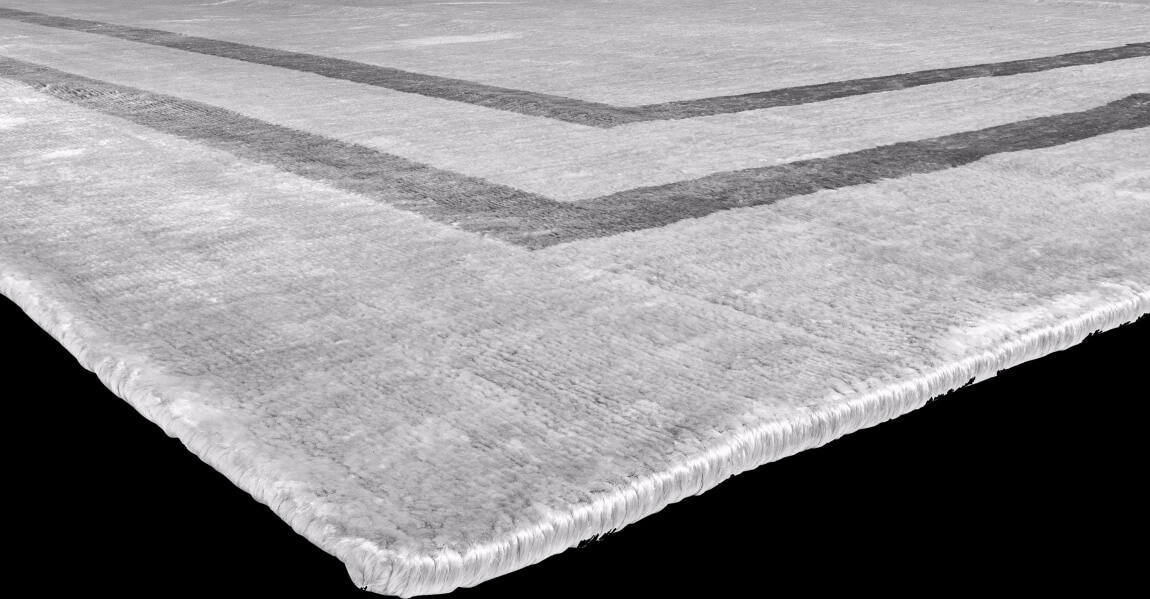 Banana Silk Handloom Silver Italian Sitap Rug | Size: 5' 7