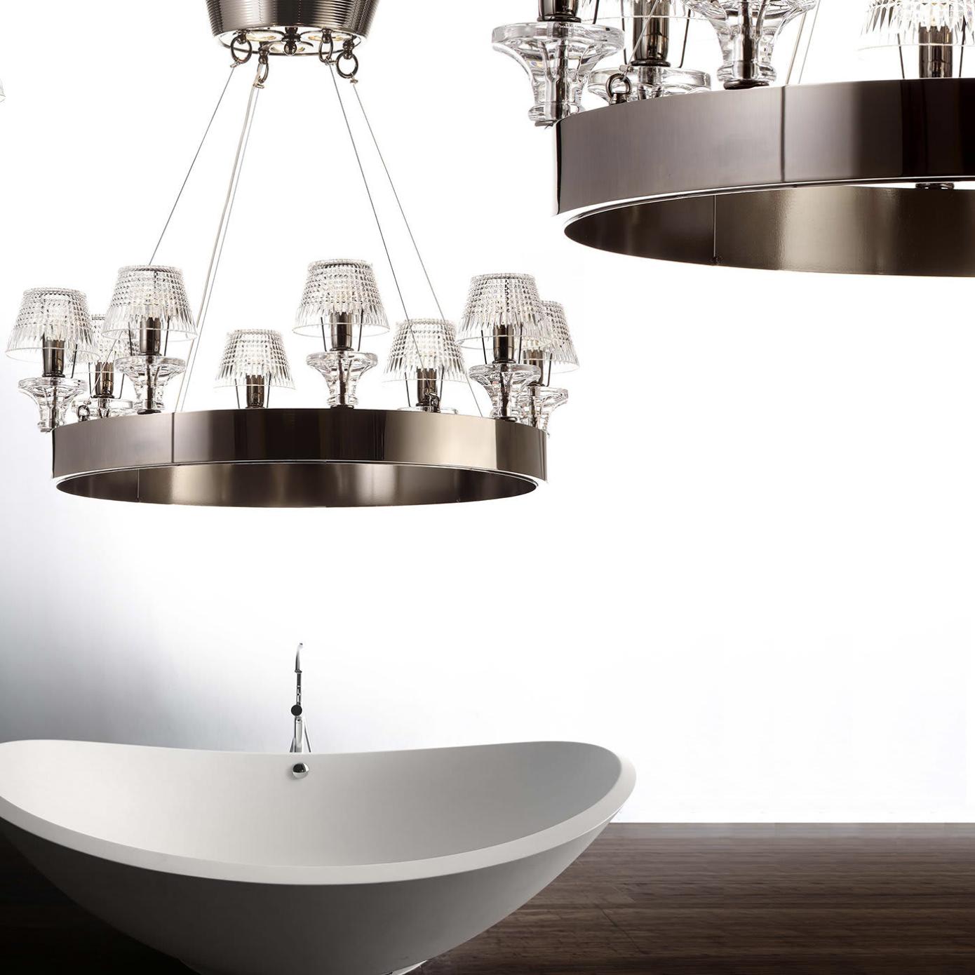 Black Nickel Chandelier with Crystal Shades