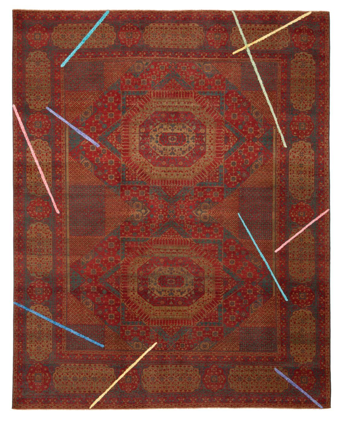 Red Hand Knotted Wool & Silk Rug