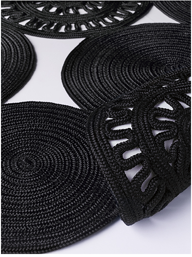 Rope Indoor / Outdoor Black Hand-Woven Rug ☞ Size: 160 x 230 cm