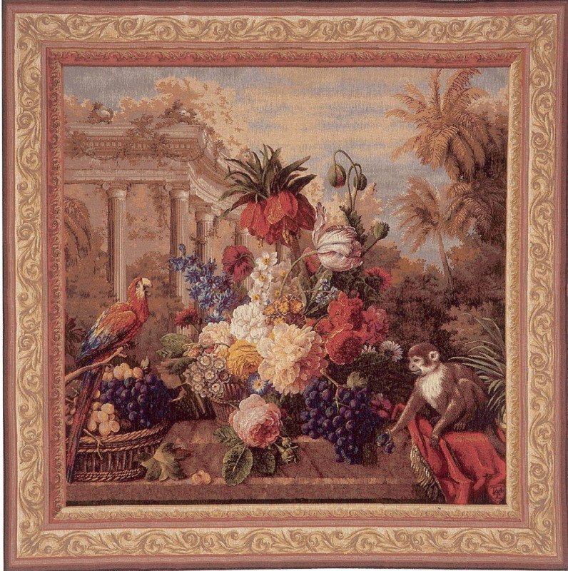 Square Exotic Bouquet Tapestry