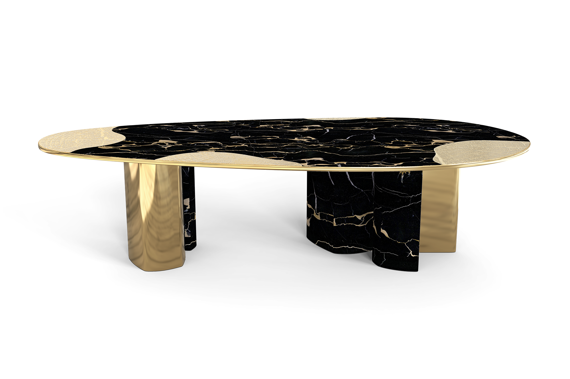 Athena Portoro Marble & Gold Dining Table