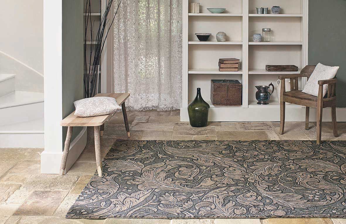 Pure Bachelors Button Charcoal Premium Rug