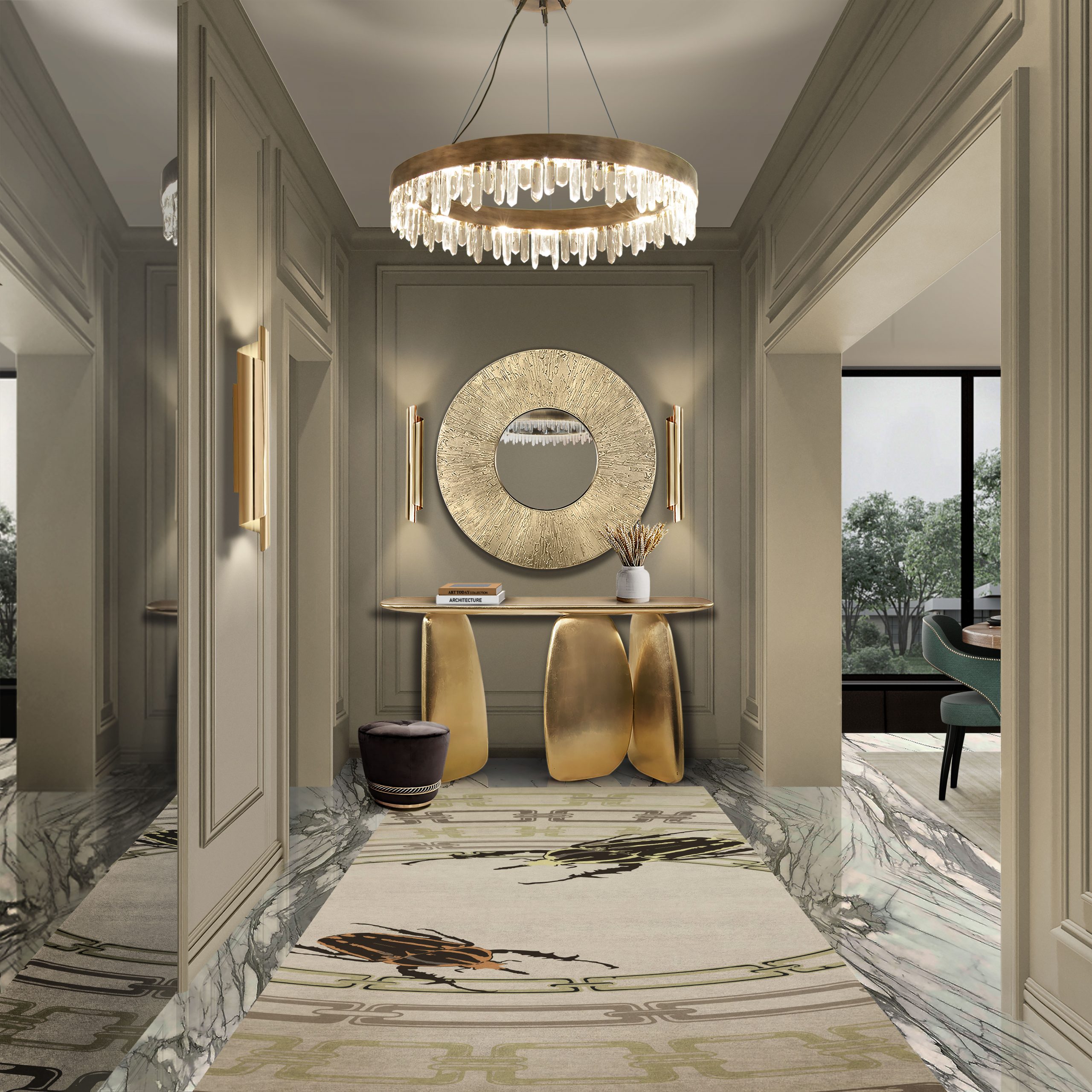 Sculptural Black Console Table - 2