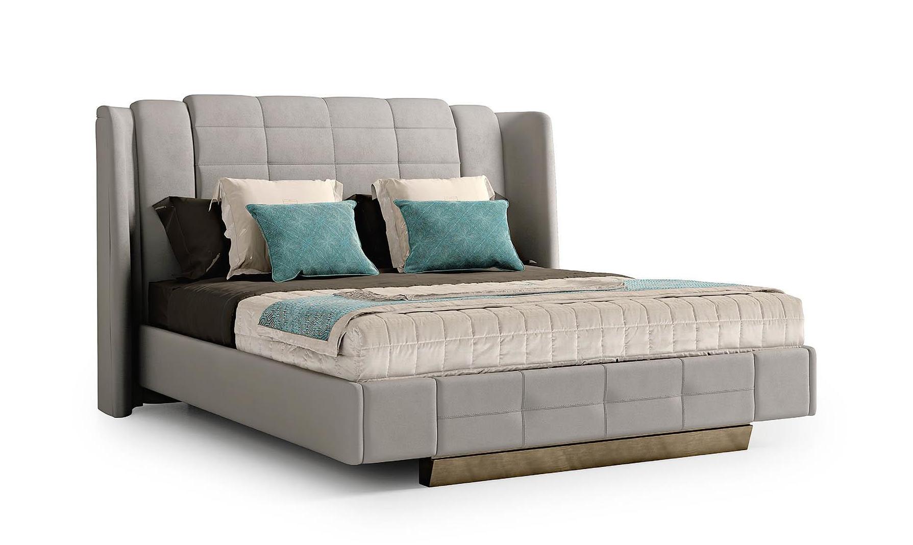 Elegant Stitched Bed with Metal Feet