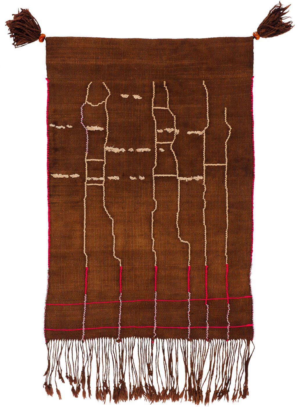 Hand-Woven Tribal Brown / Red Rug