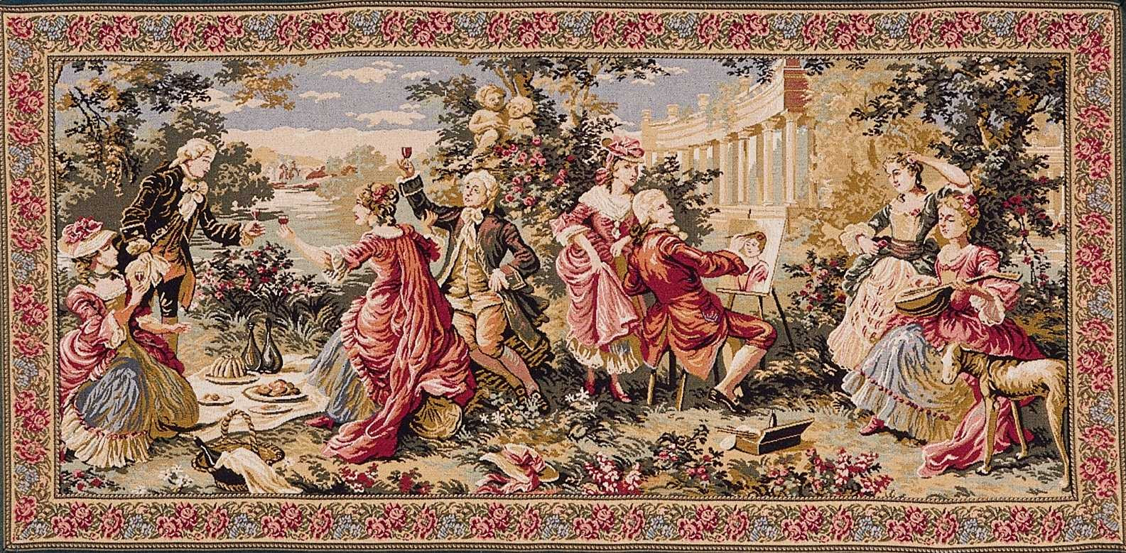 Garden Party with Decorative Border Tapestry